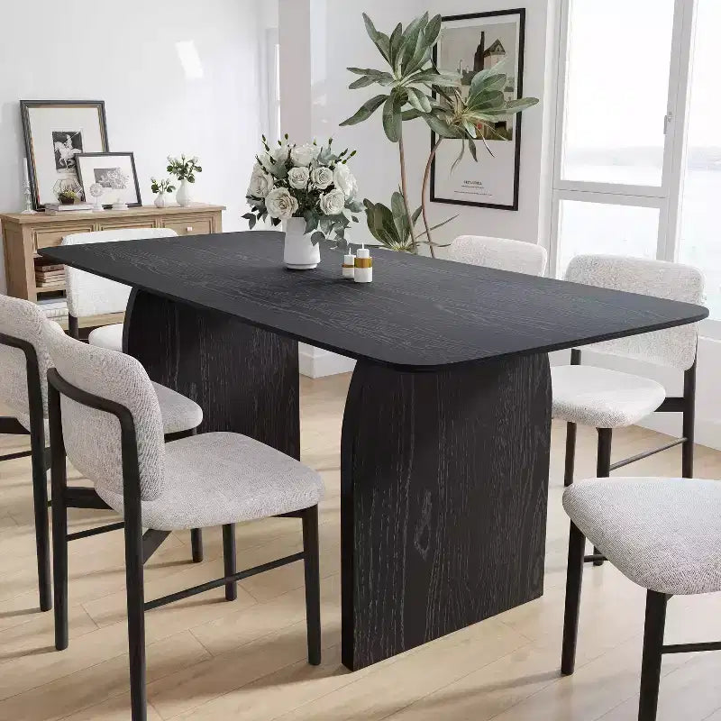 PexFix Large Dining Table for 6 Wood Rectangular Living Room Table Modern Farmhouse Kitchen Table with Scratch-Resistant Top & Wood Pedestal