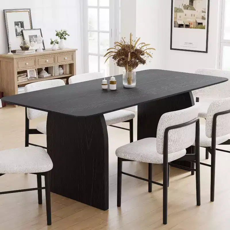 PexFix Large Dining Table for 6 Wood Rectangular Living Room Table Modern Farmhouse Kitchen Table with Scratch-Resistant Top & Wood Pedestal