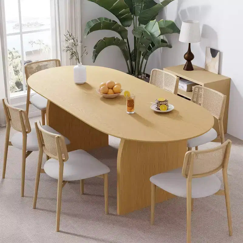 PexFix Large Dining Table for 6 Wood Rectangular Living Room Table Modern Farmhouse Kitchen Table with Scratch-Resistant Top & Wood Pedestal