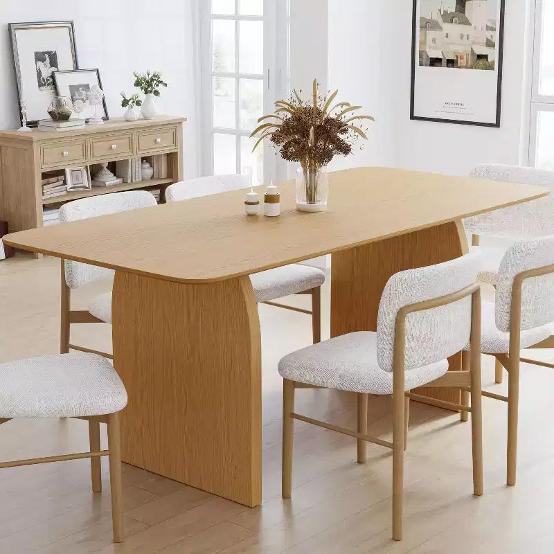 PexFix Large Dining Table for 6 Wood Rectangular Living Room Table Modern Farmhouse Kitchen Table with Scratch-Resistant Top & Wood Pedestal