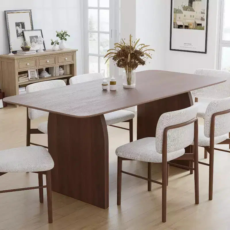 PexFix Large Dining Table for 6 Wood Rectangular Living Room Table Modern Farmhouse Kitchen Table with Scratch-Resistant Top & Wood Pedestal