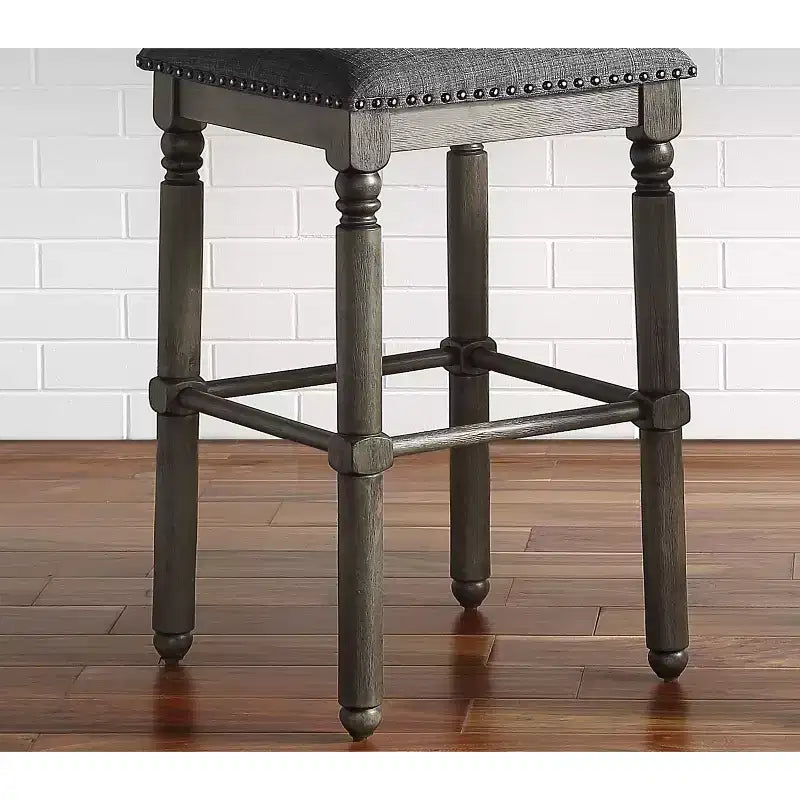 Roundhill Furniture Arnhem Wood Gray Upholstered Counter Height Stool, Set of 2