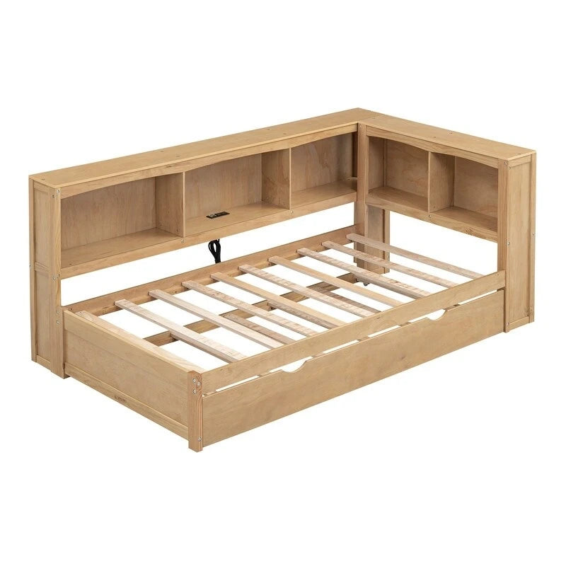 Twin Size Daybed with Trundle, Storage Cabinets and USB Ports