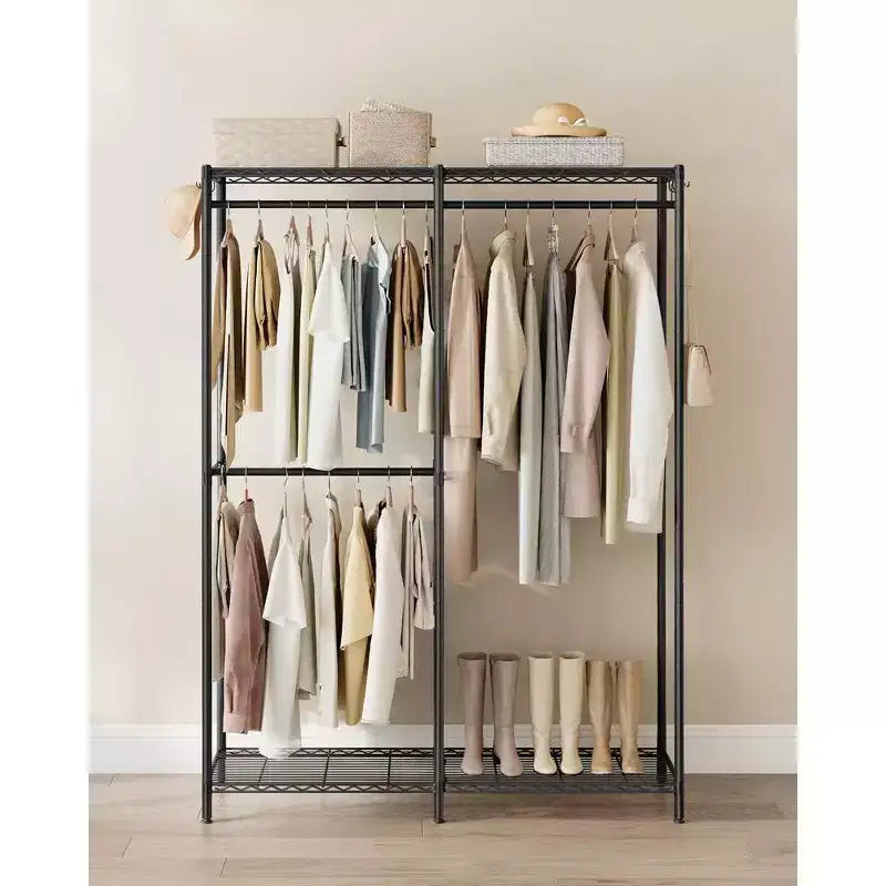 SONGMICS Porte-vêtements, Armoire Autonome, Portants à Vêtements en Métal, Portant à Vêtements Robuste avec Étagères en Fil Métallique Réglables