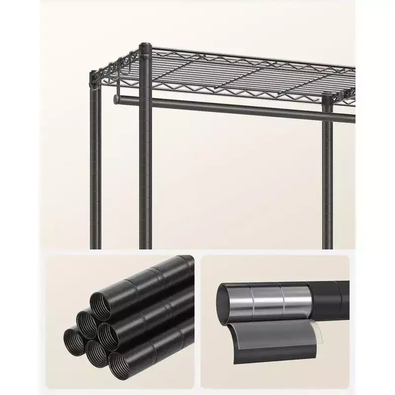 SONGMICS Porte-vêtements, Armoire Autonome, Portants à Vêtements en Métal, Portant à Vêtements Robuste avec Étagères en Fil Métallique Réglables