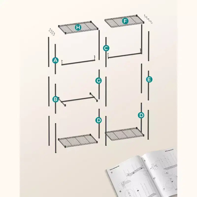 SONGMICS Porte-vêtements, Armoire Autonome, Portants à Vêtements en Métal, Portant à Vêtements Robuste avec Étagères en Fil Métallique Réglables