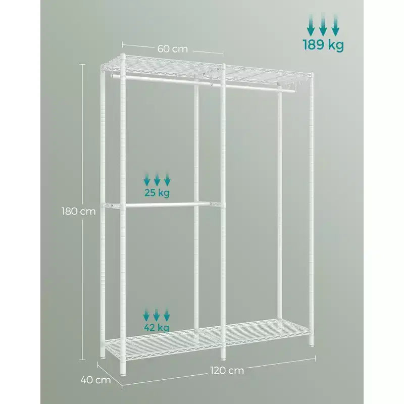 SONGMICS Porte-vêtements, Armoire Autonome, Portants à Vêtements en Métal, Portant à Vêtements Robuste avec Étagères en Fil Métallique Réglables