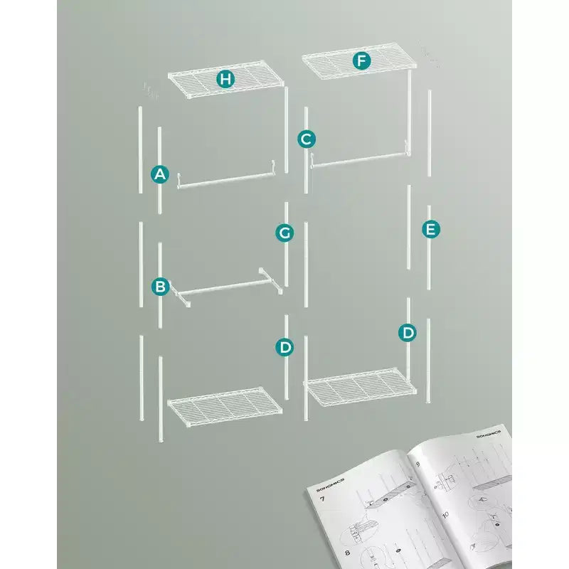 SONGMICS Porte-vêtements, Armoire Autonome, Portants à Vêtements en Métal, Portant à Vêtements Robuste avec Étagères en Fil Métallique Réglables