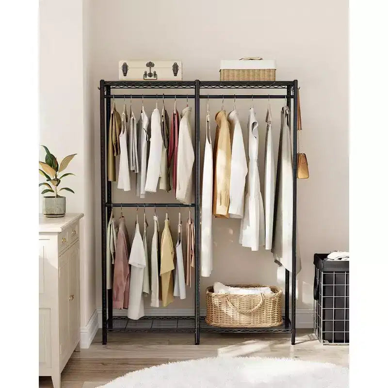 SONGMICS Porte-vêtements, Armoire Autonome, Portants à Vêtements en Métal, Portant à Vêtements Robuste avec Étagères en Fil Métallique Réglables