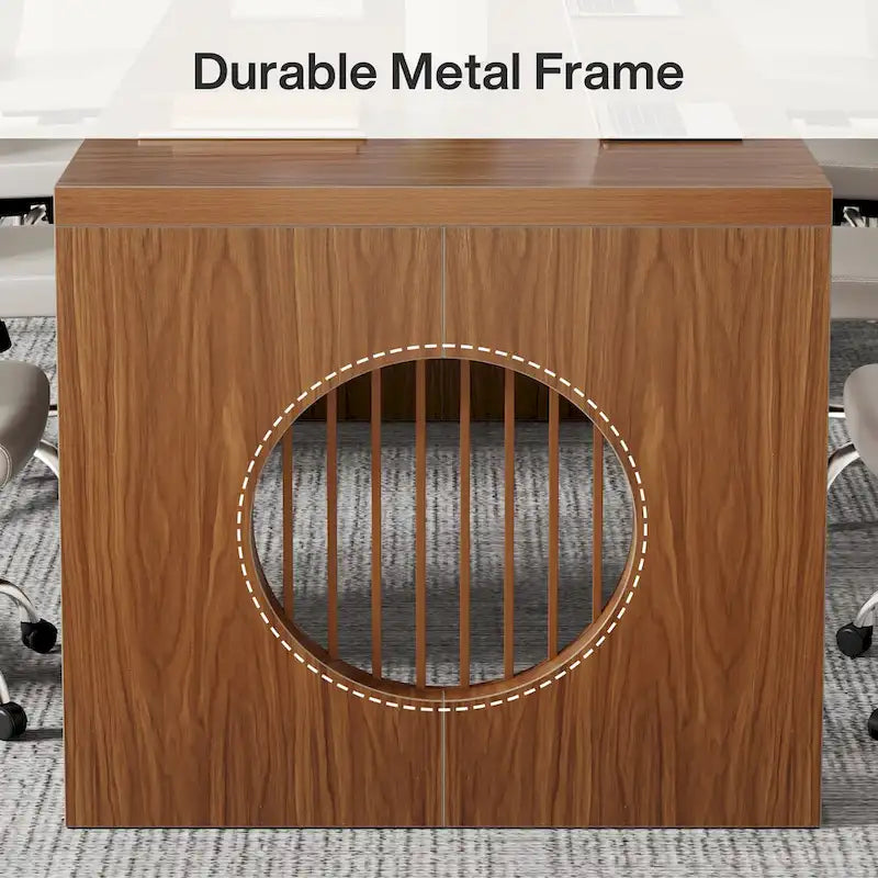 63  Computer Office Desk, Industrial Executive Desk, Rectangular Sturdy Writing Table with Wooden Tabletop for Home Office