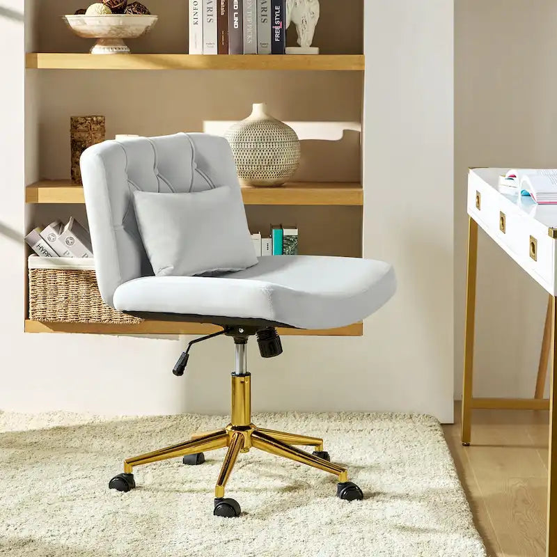 Ollie Modern Flannel Swivel Tilting Office Chair with Pillow by HULALA HOME