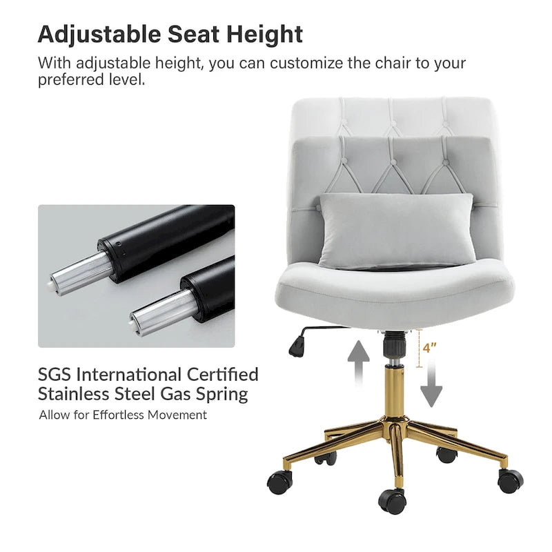 Ollie Modern Flannel Swivel Tilting Office Chair with Pillow by HULALA HOME