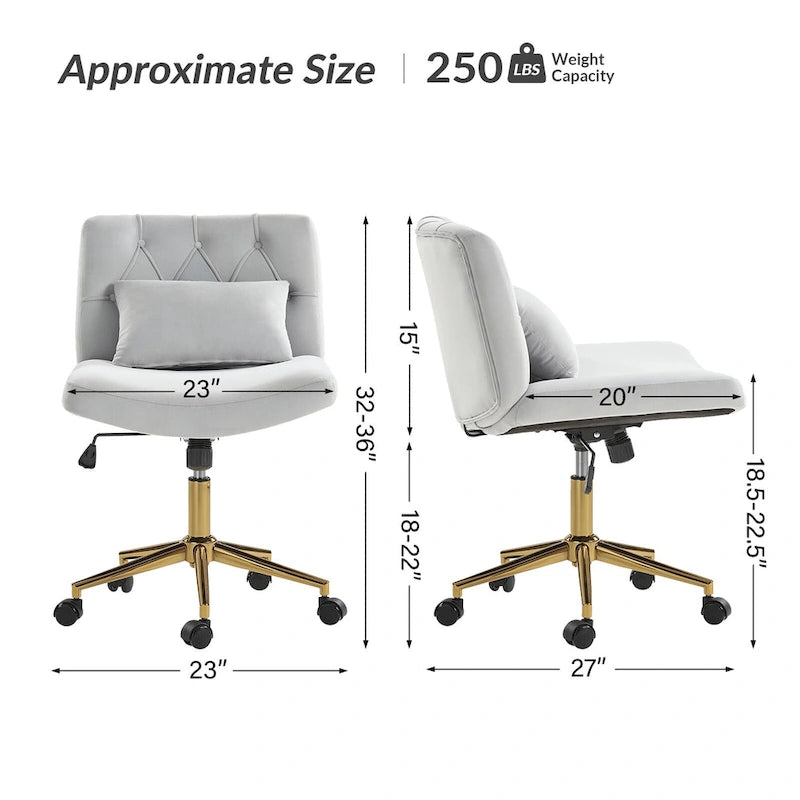 Ollie Modern Flannel Swivel Tilting Office Chair with Pillow by HULALA HOME