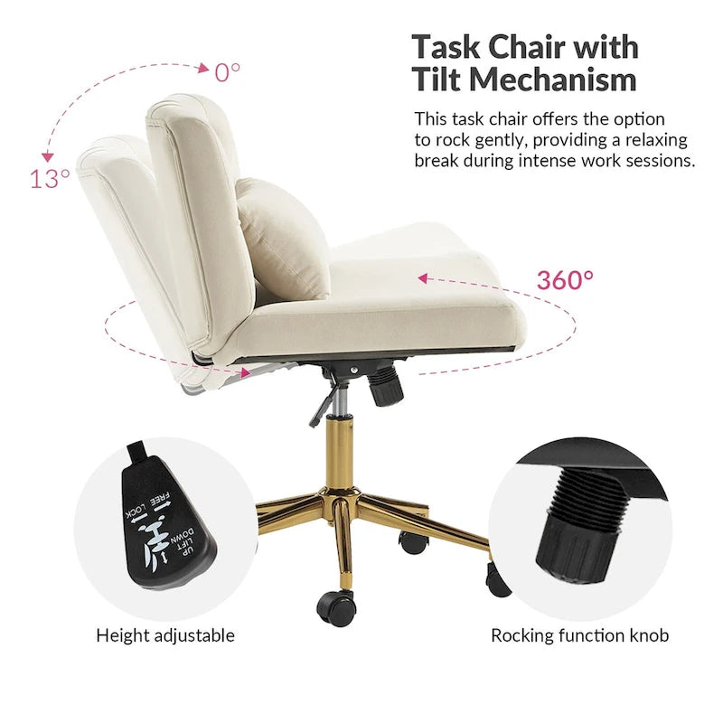 Ollie Modern Flannel Swivel Tilting Office Chair with Pillow by HULALA HOME