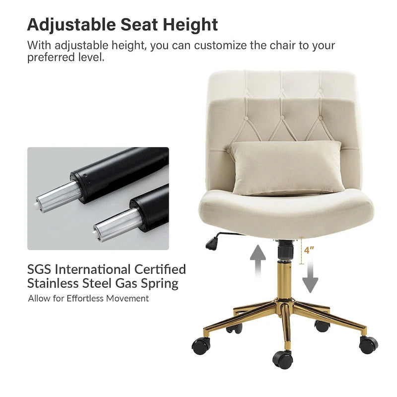 Ollie Modern Flannel Swivel Tilting Office Chair with Pillow by HULALA HOME