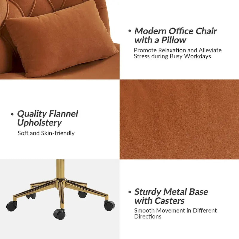 Ollie Modern Flannel Swivel Tilting Office Chair with Pillow by HULALA HOME