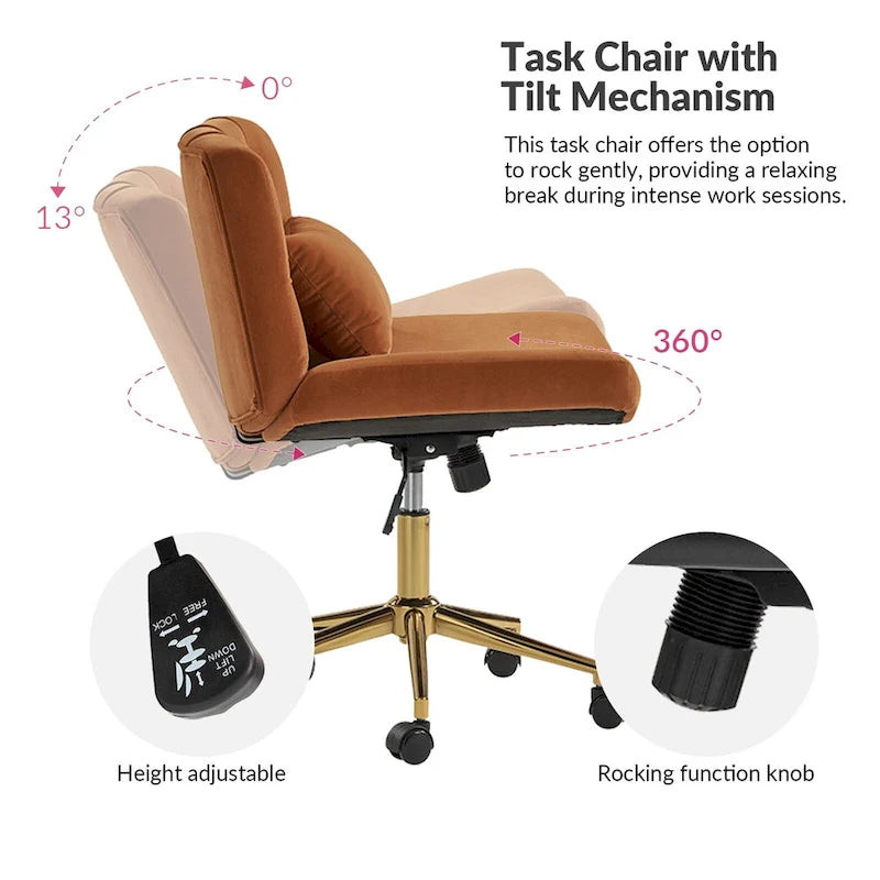 Ollie Modern Flannel Swivel Tilting Office Chair with Pillow by HULALA HOME