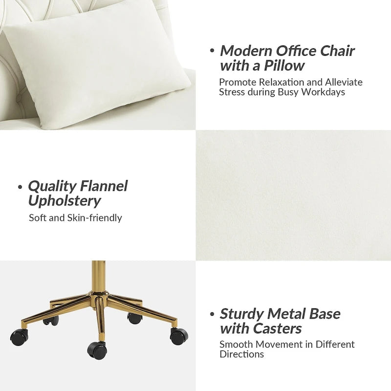 Ollie Modern Flannel Swivel Tilting Office Chair with Pillow by HULALA HOME