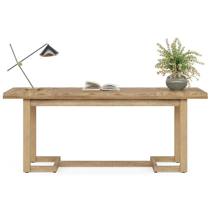 62.2-inch Wood Rectangular Computer Desk with Solid Wood Legs