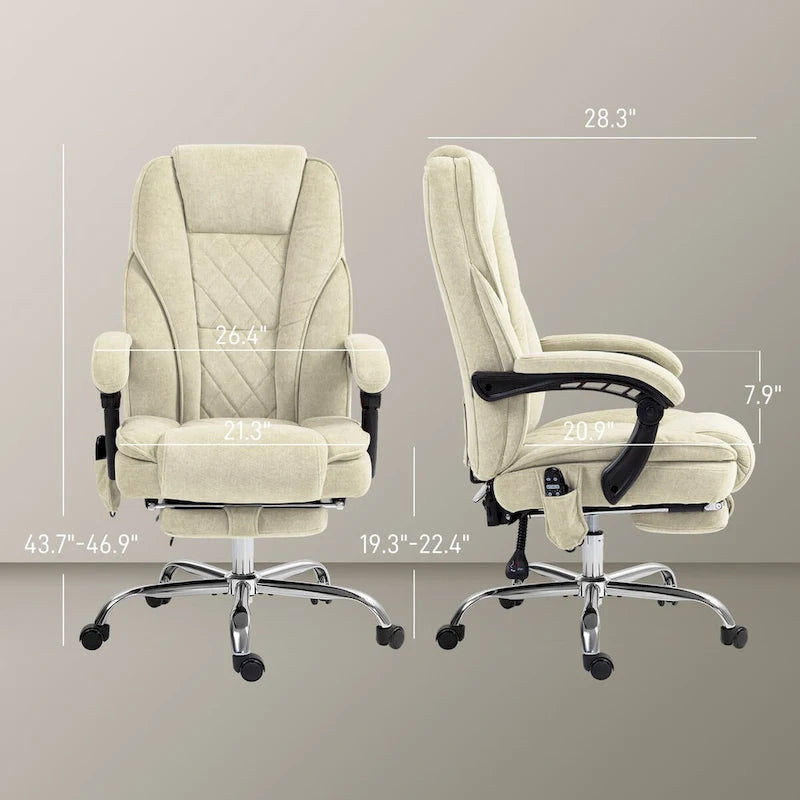 Vinsetto Massage Office Chair with 6 Vibration Points, Heated Reclining Computer Chair, Swivel Desk Chair