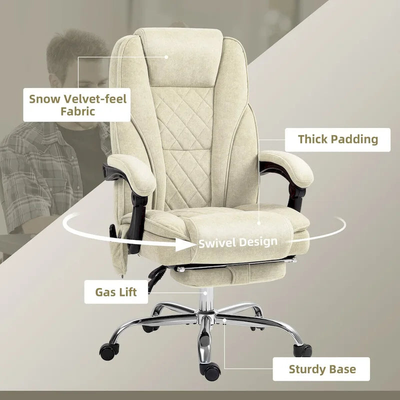Vinsetto Massage Office Chair with 6 Vibration Points, Heated Reclining Computer Chair, Swivel Desk Chair