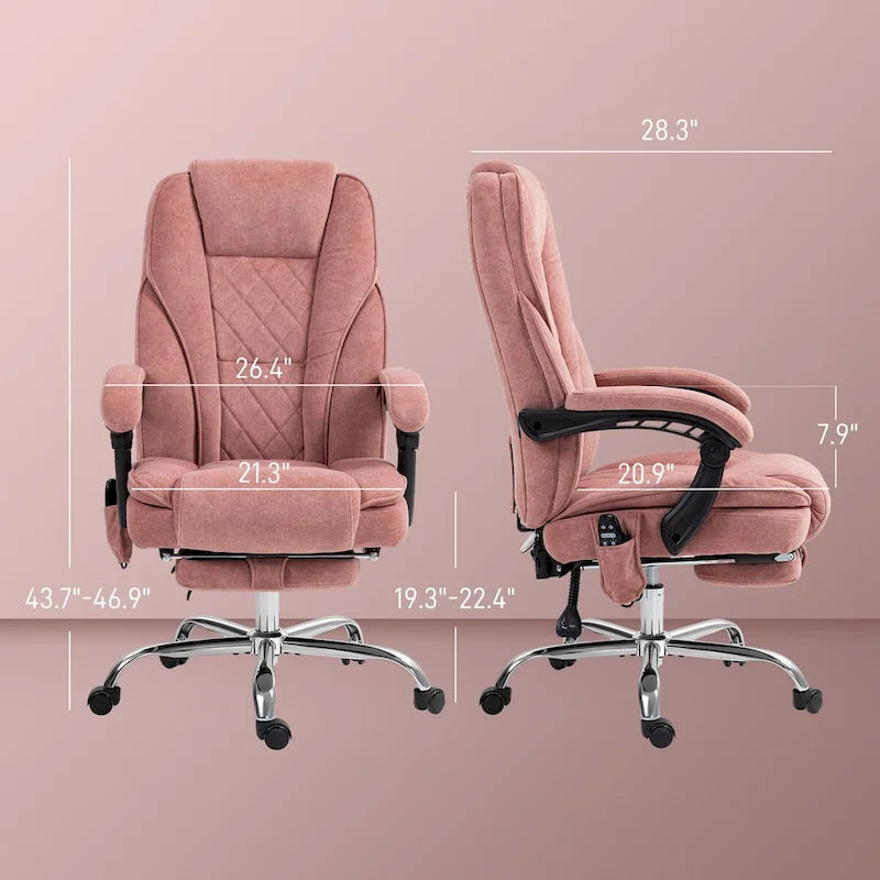 Vinsetto Massage Office Chair with 6 Vibration Points, Heated Reclining Computer Chair, Swivel Desk Chair