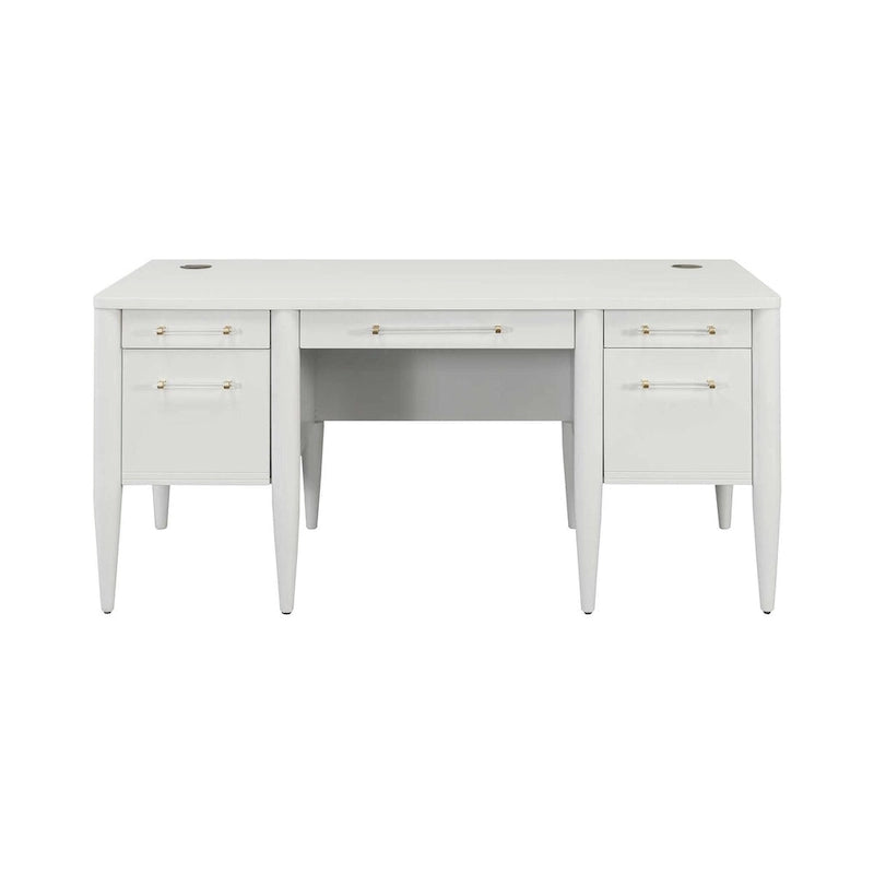 Contemporary Half-Pedestal Desk, Office Desk, Accent Desk, White