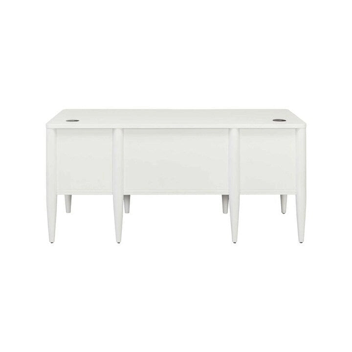 Contemporary Half-Pedestal Desk, Office Desk, Accent Desk, White