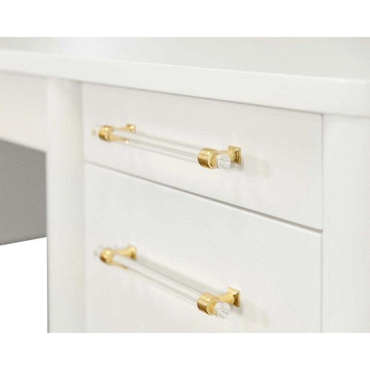 Contemporary Half-Pedestal Desk, Office Desk, Accent Desk, White