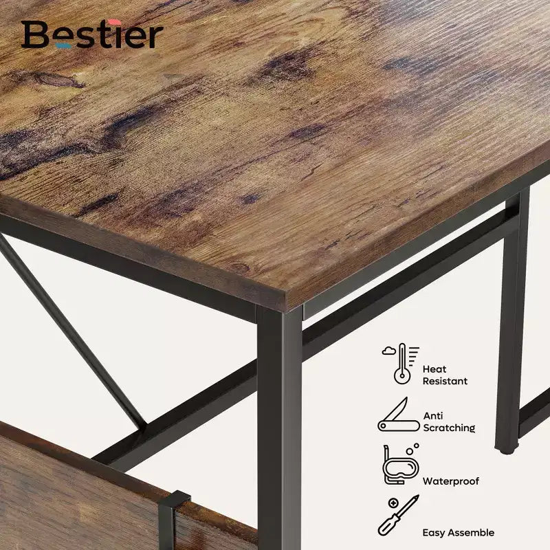 Bestier Reversible 60 L Shaped Corner Computer Desk with Removeable Hooks, 95 Long Table Desk with Storage Cubby & Cabinet for Home Office