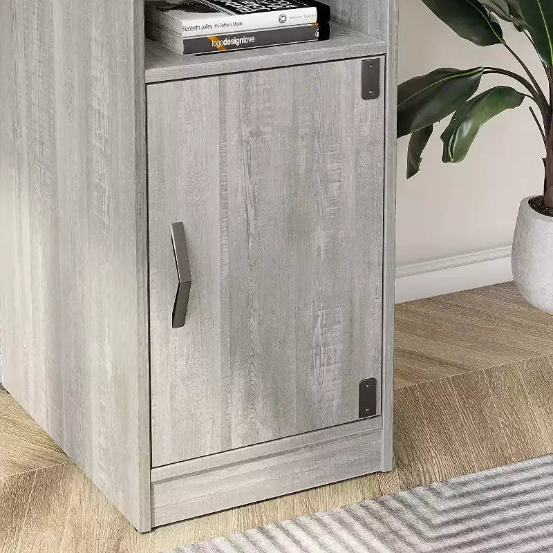 Bestier Reversible 60 L Shaped Corner Computer Desk with Removeable Hooks, 95 Long Table Desk with Storage Cubby & Cabinet for Home Office