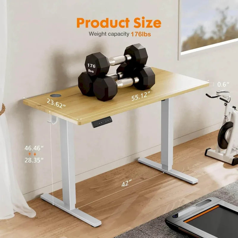 Electric Height Adjustable Standing Desk,Sit to Stand Ergonomic Computer Desk, 55  x 24