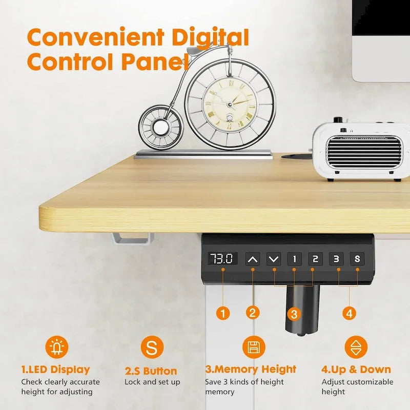 Electric Height Adjustable Standing Desk,Sit to Stand Ergonomic Computer Desk, 55  x 24