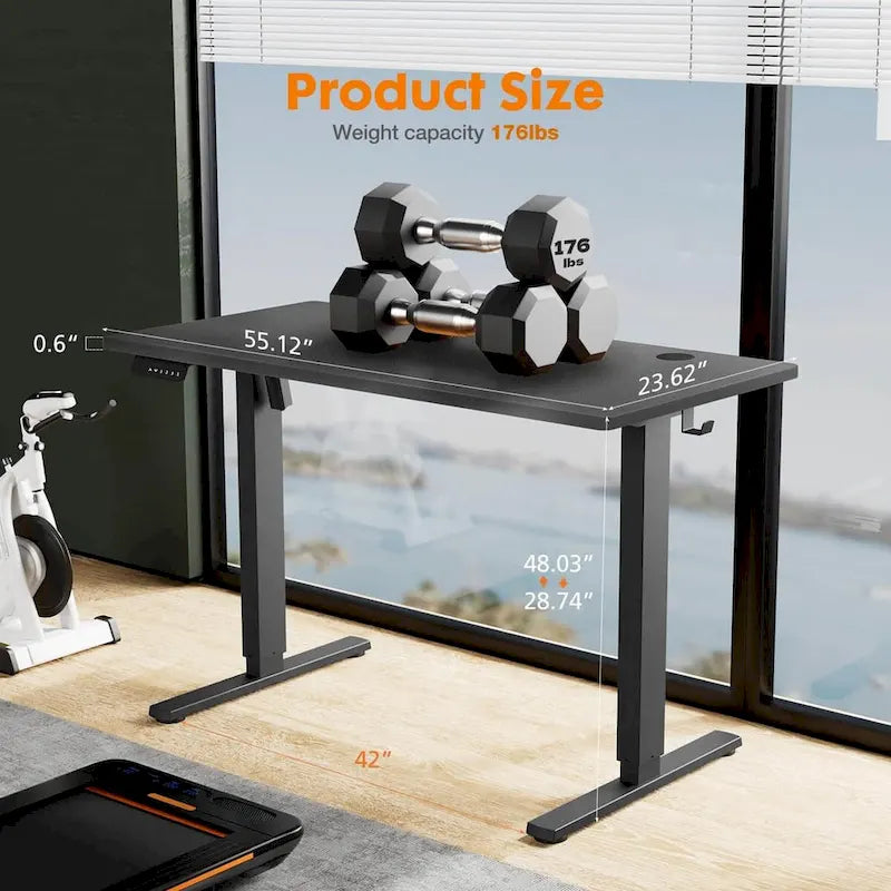 Electric Height Adjustable Standing Desk,Sit to Stand Ergonomic Computer Desk, 55  x 24