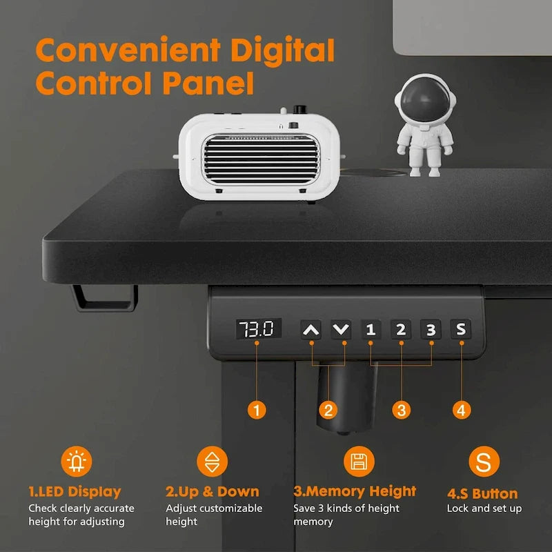 Electric Height Adjustable Standing Desk,Sit to Stand Ergonomic Computer Desk, 55  x 24