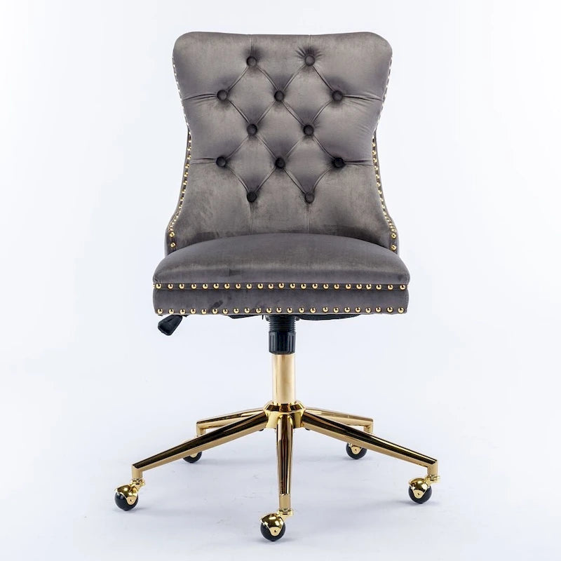 Office Chair with Wheels, Adjustable Height, Velvet Upholstered Tufted Button Computer Desk Chair Swivel