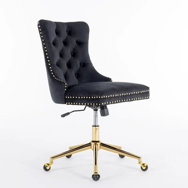 Office Chair with Wheels, Adjustable Height, Velvet Upholstered Tufted Button Computer Desk Chair Swivel