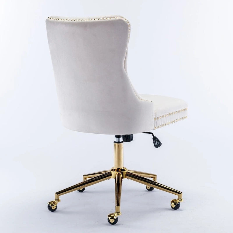 Office Chair with Wheels, Adjustable Height, Velvet Upholstered Tufted Button Computer Desk Chair Swivel