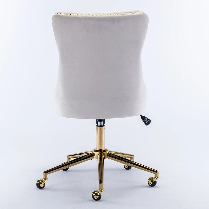 Office Chair with Wheels, Adjustable Height, Velvet Upholstered Tufted Button Computer Desk Chair Swivel
