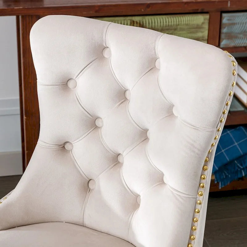 Office Chair with Wheels, Adjustable Height, Velvet Upholstered Tufted Button Computer Desk Chair Swivel