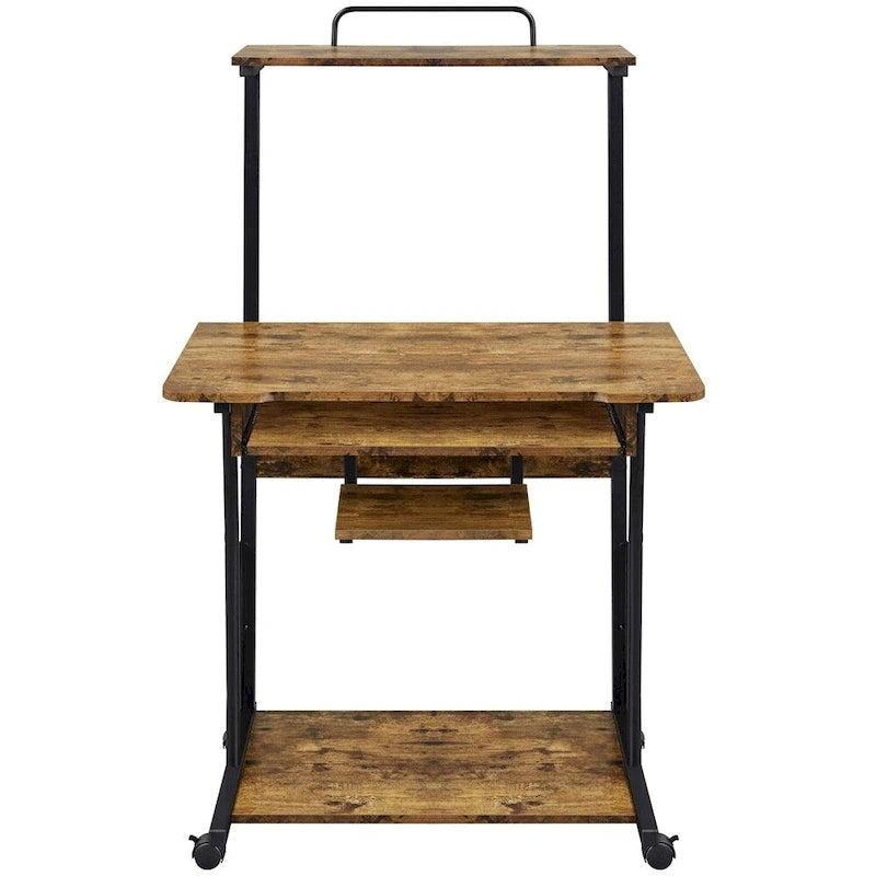 Yaheetech Portable Computer Desk with 4 Shelves and Keyboard Tray