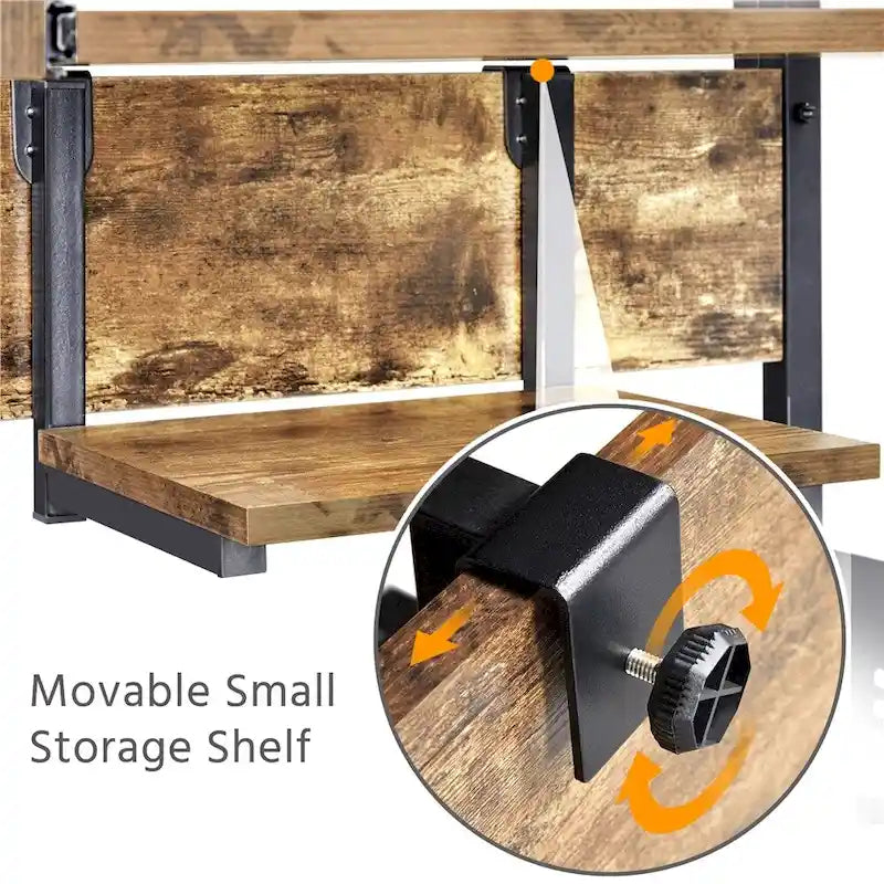 Yaheetech Portable Computer Desk with 4 Shelves and Keyboard Tray