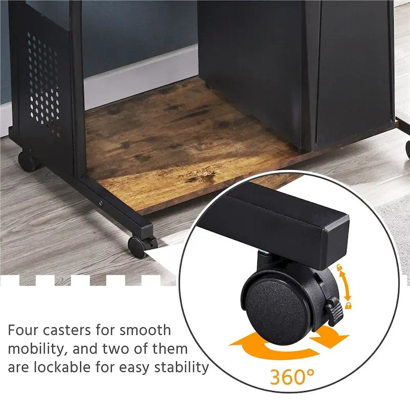 Yaheetech Portable Computer Desk with 4 Shelves and Keyboard Tray