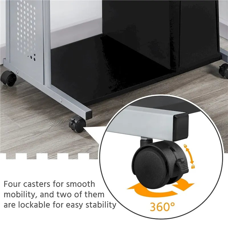Yaheetech Portable Computer Desk with 4 Shelves and Keyboard Tray