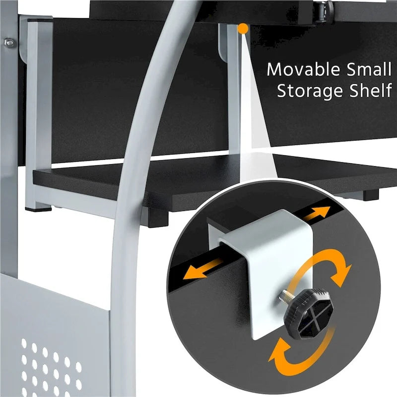 Yaheetech Portable Computer Desk with 4 Shelves and Keyboard Tray