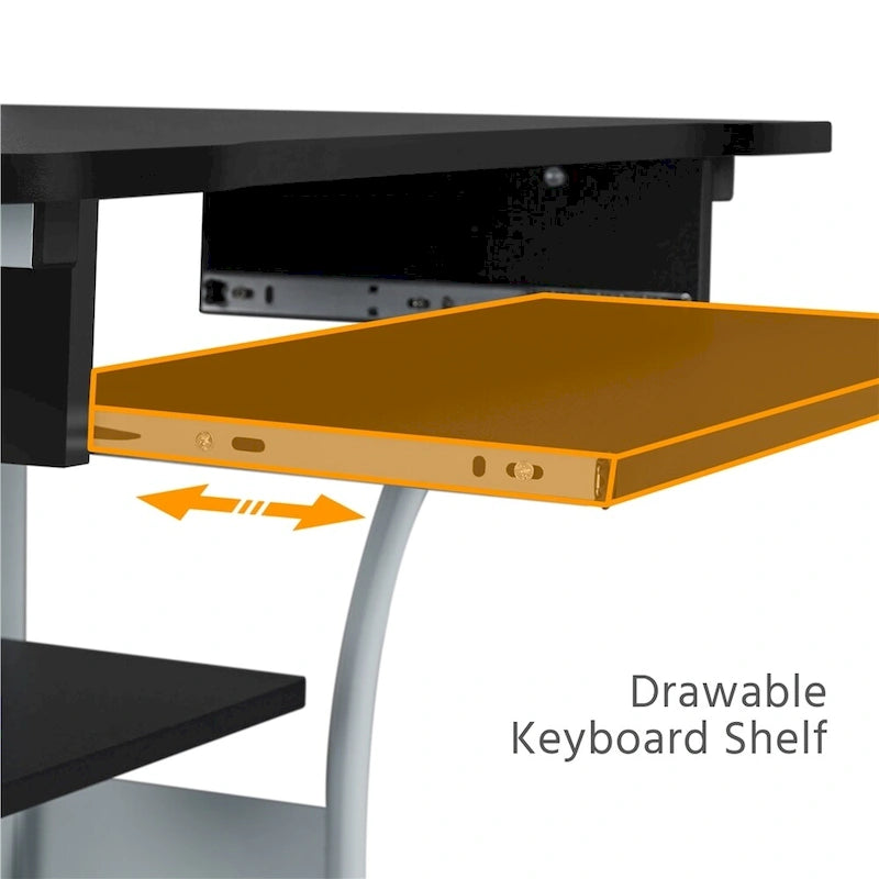Yaheetech Portable Computer Desk with 4 Shelves and Keyboard Tray
