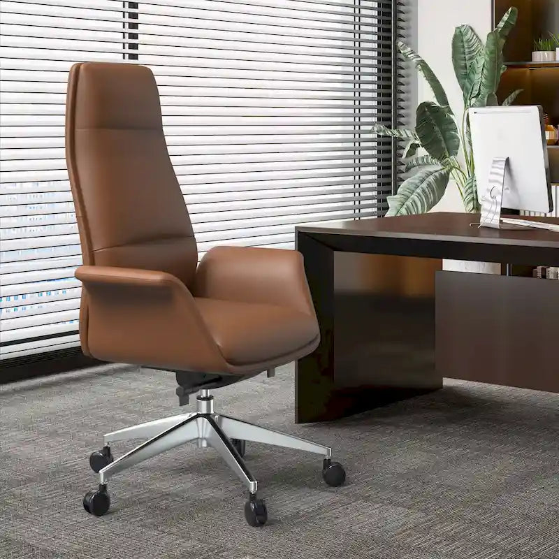 Summit High-Back Leather Office Chair with Swivel and Tilt