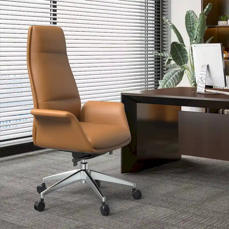 Summit High-Back Leather Office Chair with Swivel and Tilt