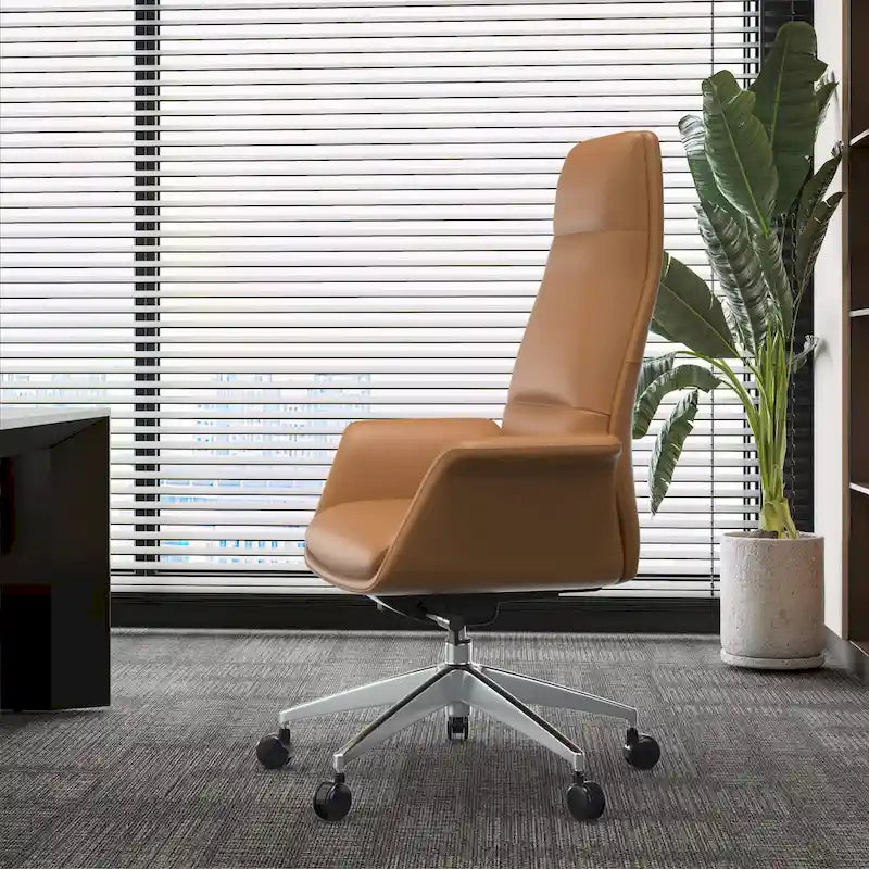 Summit High-Back Leather Office Chair with Swivel and Tilt