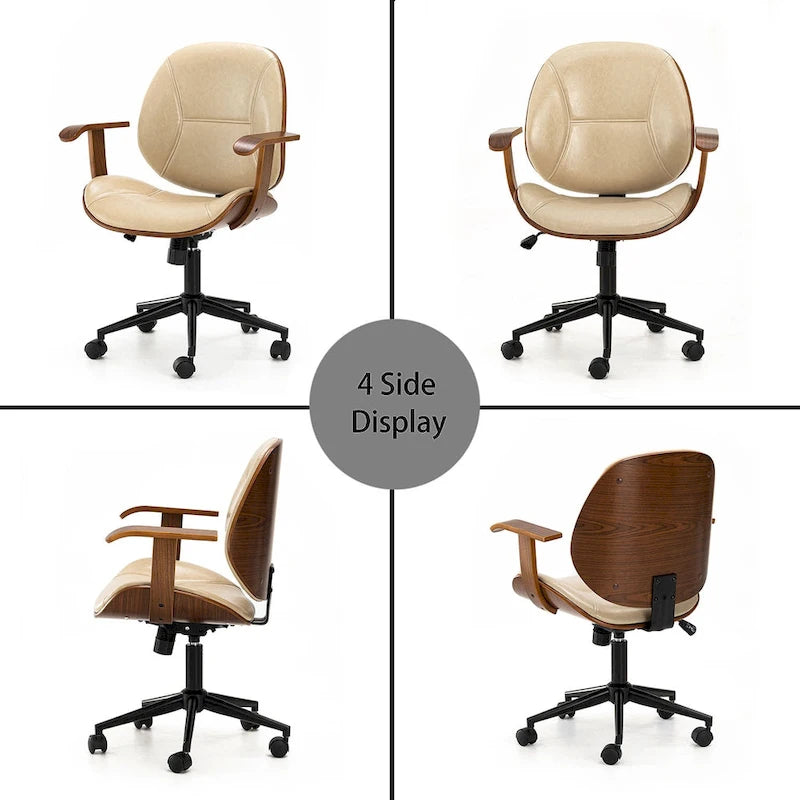 Glitzhome Leatherette Adjustable Swivel Desk Office Chair with Armrest Ergonomic Design